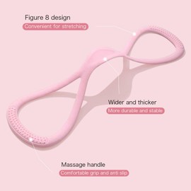 Figure 8 Resistance Silicone Elastic Band with Handles, Stretch Tension Band for Arm/Back/Shoulder/Legs/Yoga Stretching Exercise, for Home/Gym Workout Equipment for Physical Therapy (25LB Gray)