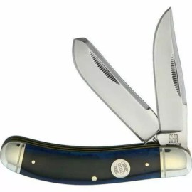 Rough Rider New Rough Ryder Blue Smooth Bone Sowbelly Trap Folding Poket Knife KB302-2 BLUE