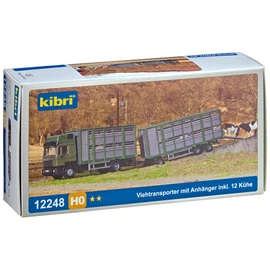 H0 Cattle lorry with trailer and 12 cows