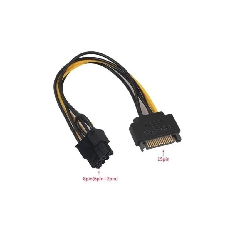 Cable Sata Macho 15 Pines A Pcie 8 Pines Para