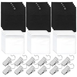 Pack of 12 Curtain Weights Outdoor Adjustable Tablecloth Weights for Outdoor Use with 12 Waterproof PVC Pockets and Metal Clips for Attaching Outdoor Curtain Weatherproof and Tablecloths