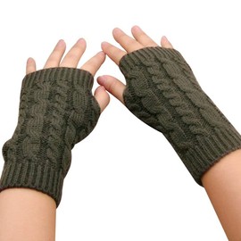 LCHULLE 1 Pair Fingerless Gloves Warm Arm Gloves Winter Knit Crochet Gloves Gift for Women and Girl-Dark Grey