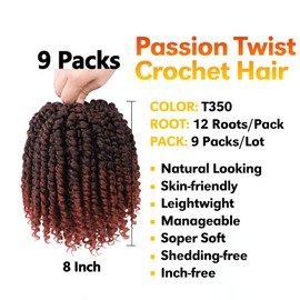 Forevery Passion Twist Hair 8 Inch Passion Twist Crochet Hair, Crochet Hair for Black Women Pretwisted Crochet Passion Twist Hair With Curly Ends T350