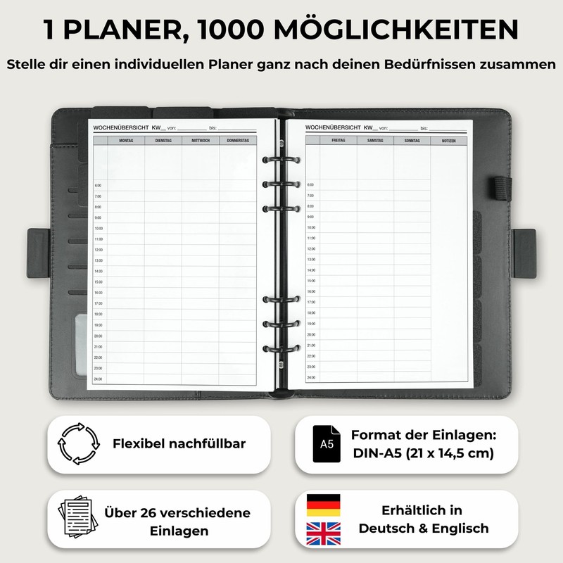 Refillable DIN A5 Ring Binder Planner for More Focus &
