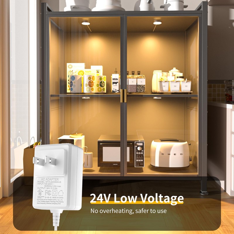 WOBANE Dimmable LED Puck Lights, Under Cabinet Lighting with Switch,