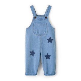 Miipat Toddler Girls Denim Overalls Blue Baggy Little Kids Jumpsuit Bib Overall Jeans(BluePrintStar,4-5T)