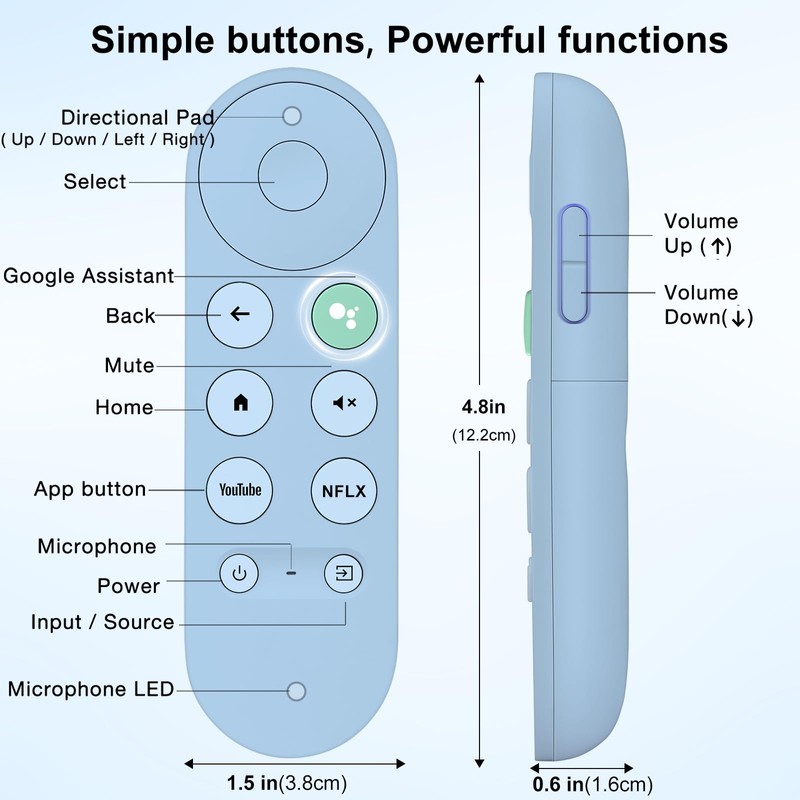 Replacement for Google-TV-Remote,for Chromecast 4k/HD,G9N9N for Google TV Streamer Remote