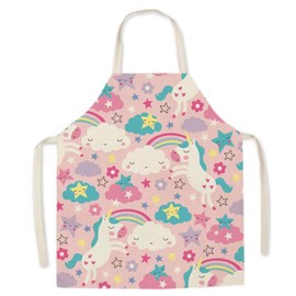LLGSDLL Children's Cooking Apron Unicorn Cartoon Adjustable Children's Apron Washable Apron Kitchen Apron Baking Apron for 2-6 Years Children Kitchen Cooking Baking Painting Party, pink