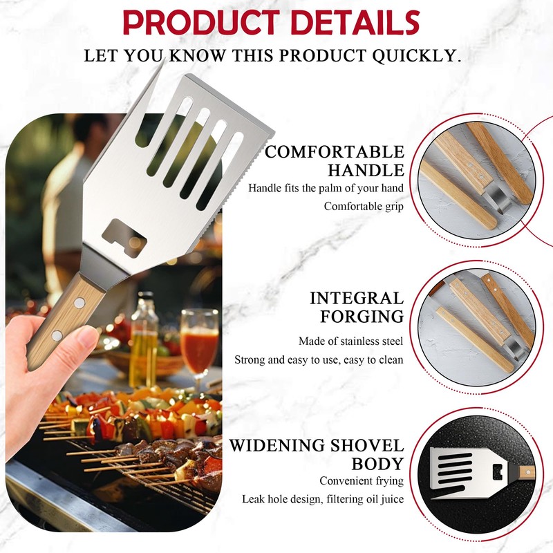 5-in-1 BBQ Tool Sets – Multi-Functional Spatula with Knife Edge,