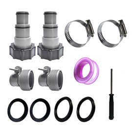 Hxouciv 2 Pack Pool Hose Adapter Kit - Type A&B, 1.25" to 1.5" Hose Adapter, Compatible with Intex Filter Pumps, Above Ground Pool Hose Fittings with Clamp Washer, Leak-Proof & Durable