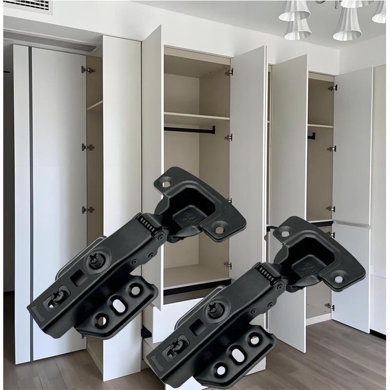 JinBoCheng 4 Pack Soft Close Cabinet Hinges，Black Hinges 100 Degree