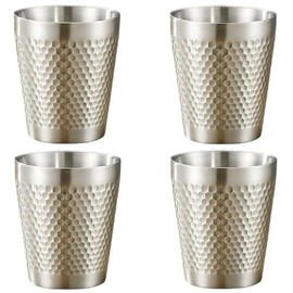 ARARAGI Stainless Steel Tumbler, Vacuum Insulated, Double Wall Construction, 10.1 fl oz (300 ml), SUS304 Cold Retention, 10.1 fl oz (300 ml), Set of 4 Silver