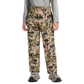 BASSDASH Invis Kid’s Youth Stretch Hunting Pants Water Resistant Breathable Camo Cargo Fishing Pant