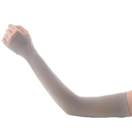 Jesata UV Sun Protection Cooling Compression Arm Sleeves with Thumb Hole for Men & Women | Ice Silk Fabric Sun Proof Football Sleeves | Anti-Bacterial Sleeves for Cycling, Golf & Hiking (Thumb, Grey)