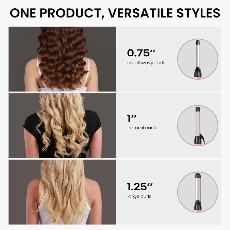 Rotating Curling Iron 3 in 1 Set, Automatic Curling Wand