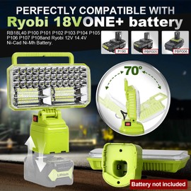 Cordless LED Work Light Compatible with Ryobi 18V Battery, 9'' Portable LED Shop Light 2 Modes with USB & Type-C Output, Outdoor Camping Mechanic Task Light(No Battery)