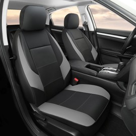 GIANT PANDA Front Car Seat Cover for Subaru, Leather Bucket Seat Covers Custom Fit Subaru Outback Forester Crosstrek Legacy Impreza (Grey+Black)