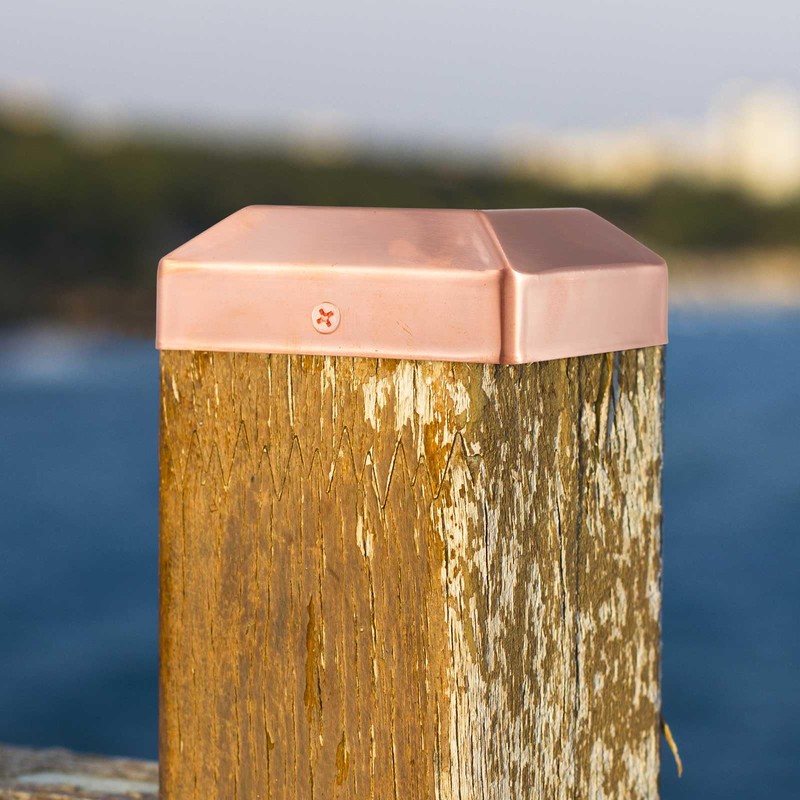 Tandefio 2 Pcs Solid Copper Post Caps Fence Pyramid Decking