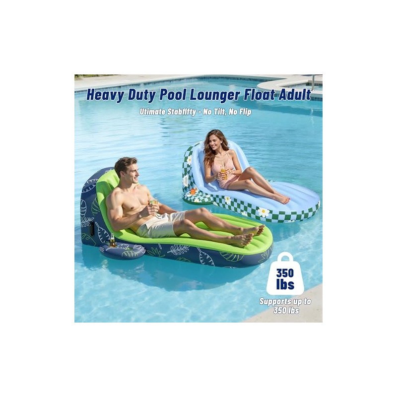 JOSEN Pool Floats Adult Heavy Duty, Inflatable Pool Lounger Float
