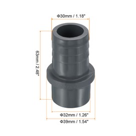 PATIKIL UPVC Reducer Pipe Fitting 32mm OD 30mm Barbed, Straight Coupling Adapter Connector, Grey