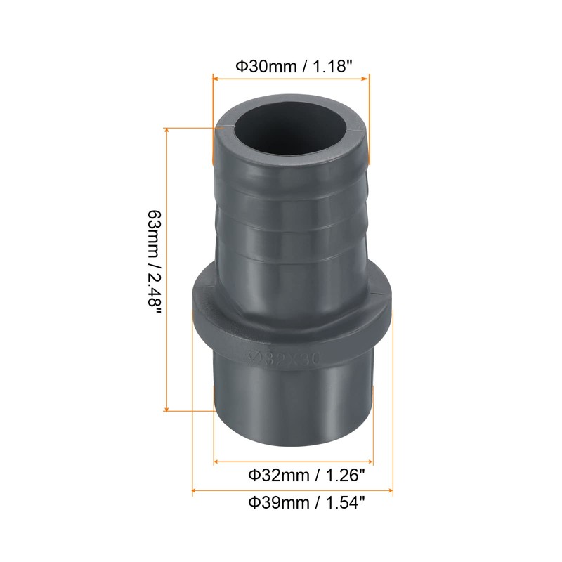 PATIKIL UPVC Reducer Pipe Fitting 32mm OD 30mm Barbed, Straight