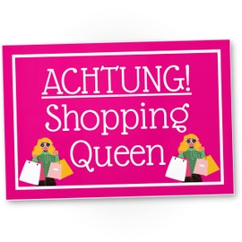 DankeDir! Shopping Queen - Schild 30 x 20 cm - Geschenkidee Partydeko Geburtstagskarte Geburtstagsdeko - Freundin Geschenk Frauen Geburtstagsgeschenk Geburtstag