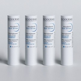 Bioderma Atoderm Stick Levres Lip Balm, Raspberry Flavor, 4g, 4 Pieces / 바이오더마 아토덤 스틱 레브르 립밤, 라즈베리향, 4g, 4개