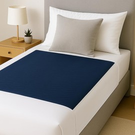 2 x Easy Care Solutions Washable Bed Pad Protector with Tucks/Flaps | 85 cm x 90 cm | 3L Absorbency | Reusable Incontinence Underpad for Adults, Children & Pets | Absorbent Bed Pad | Navy Blue