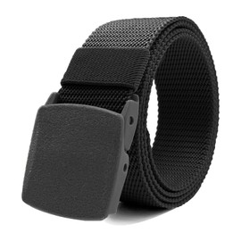 Vyxoran Nylon Belts for Men Military Tactical Slide Plastic Buckle Belt Adjustable No Holes Canvas Web Belt Outdoor