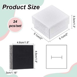 NBEADS 24 Pcs White Texture Cardboard Jewelry Boxes, 2.01x2.01x1.3 Inch Paper Gift Box Cardboard Packaging Box with Sponge Inside for Necklaces Earrings Ring Jewelry Display