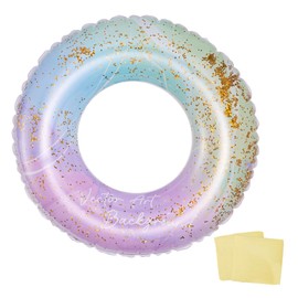 Float Ring for Kids, Adults, Inflatable Float, Exhausting, Leak Resistant, Strong Buoyancy, Swimming Pool, Sea, Beach, Water Play, Beach, Heat Prevention, Summer, Leisure Repair Tape Set, Sequins, 11