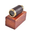 Antique leather bound brass telescope 6" with wooden Box