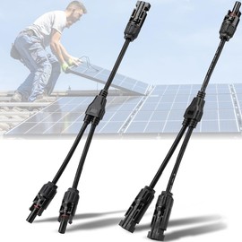 Cerkkapo Solar Cable Y Splitter Plug, 1 Pair Y Connector MMF FFM for MC4, 4 mm² PV Y Cable for MC4, Y Cable for MC4, Y Plug Solar Y Distributor Waterproof for Solar Systems PV Systems