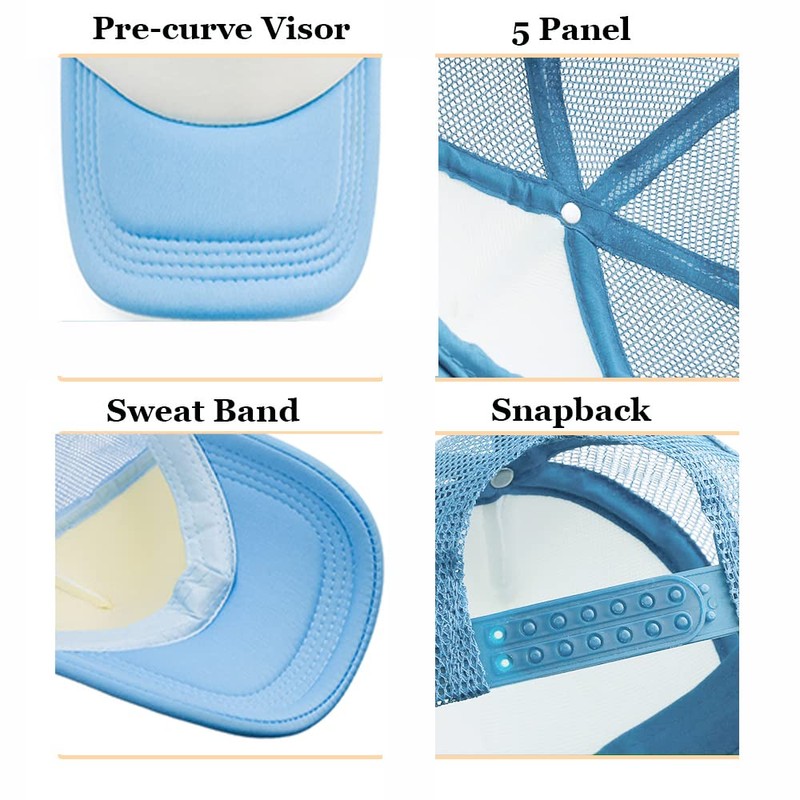 TopTie Blank 5 Panel Trucker Hat Foam Front Mesh Back