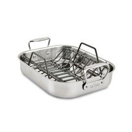 All-Clad Specialty Stainless Steel Roaster with Nonstick Rack 11x14 Inch Oven Broiler Safe 600F Roaster Pan, Pots and Pans, Bakeware, Silver