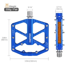 MZYRH Road/Mountain Bike Pedals,Bicycle Pedals with Reflectors,3 Bearings 9/16” Aluminum Alloy MTB Pedals Lightweight Platform for Road