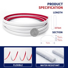 Art3dwallpanels 10 Ft Flexible Peel and Stick Trim Molding for Backsplash Tile Edge, Self-Adhesive Wall Trim for Corner Decor, 120x0.47x0.2 Inch White