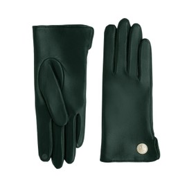 GLOVE STORY Lamb Leather Gloves for Women with 100% Silk Lining and Anchor Button - Elegant, Soft and Comfortable Material - Warm Winter Gloves for Women - Handmade, pine