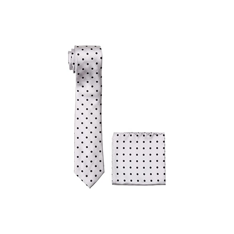 Stacy Adams Men's Satin Dot Tie Set, Silver, One Size
