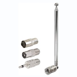 BINGFU FM Telescopic Antenna Kit for 75 Unbal F-connector Radio Replacement Antenna for TV, AM FM Radio, Stereo Receiver, Bose Wave Radio and More