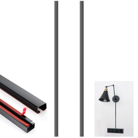 Zonon 2 Pack 30" Long Matte Black Metal Cord Cover Self-Adhesive Lamp Cable Raceway Wire Hider for Wall Cable Home Office Kitchen