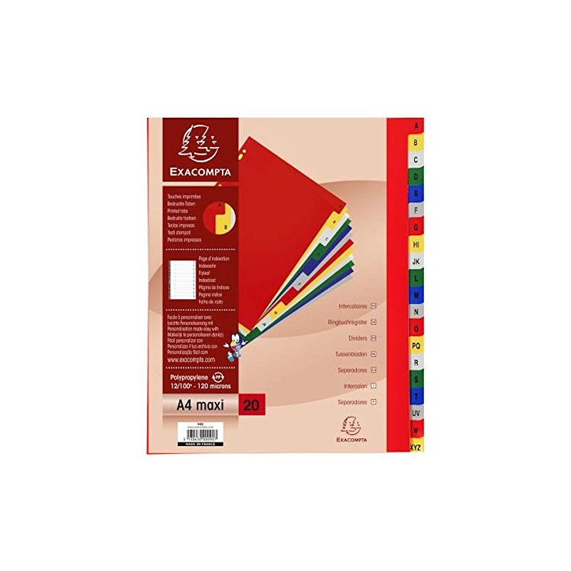 Exacompta - Ref 90E - PP Printed Indices - For