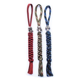AOHOCA 3pcs Knife Paracord Lanyard Ropes with Alloy Skull and Cross Pendant,EDC Multifunctional Tool Outdoor Camping Folding Knives Gadget Ornaments