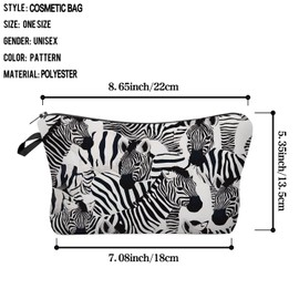 Livel lhood Animal Skin Pattern Cosmetic Bag Small Organizer Zipper Pouch Tiger Skin Snakeskin Cheetah Leaopard Present for Women, Zebra