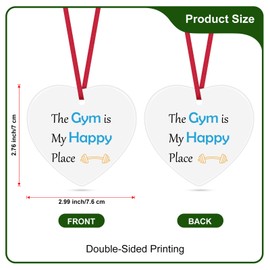 Gym Christmas Ornaments 2024 Ceramic Heart Keepsake Gift for Gym Lover Funny Gym Jewelry Fitness Trainer Gifts for Women Workout Christmas Birthday Gifts Fitness Xmas Tree Ornament