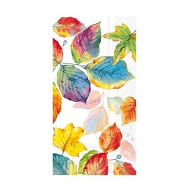 IHR Ideal Home Range Dinner Napkins Disposable 3-Ply Paper Hand Towels, 8.25" x 4.5", Colorful Leaves, 16-Count