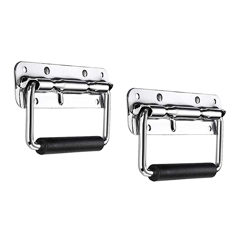Vokowin 2Pcs Box Handles Spring Folding, Handle Metal Chest Handle