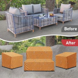 Patio Furniture Covers, 4 Piece Heavy Duty Waterproof Outdoor Furniture Cover with Windproof Buckle Strap, Rattan Wicker Patio Furniture Set Cover for Chair Sofa Black (Brown, X-Large)