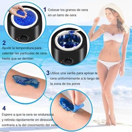 Calentador de Cera Eléctrico,Kit Calentador de Cera,Pro Wax,con 400 Gramos de Cera Española para Depilacion SPA,con 10 Espátulas,Adecuado Casero SPA Cara Brazos Axilas Piernas