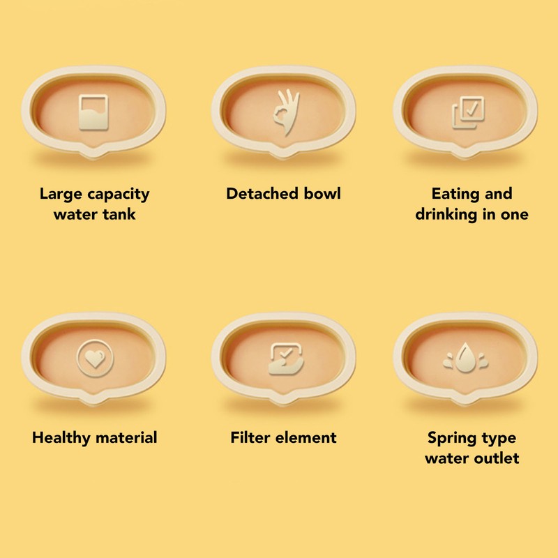 Cat Water Fountain Food Bowl High Capacity Quiet 2 In